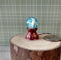 1-inch scale miniature light up crystal ball Battery operated lighted crystal sphere Halloween decor REF Copper finish stand