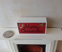 1:12 Dollhouse Merry Christmas light box Battery operated holiday light box No external wires REF Red bgound