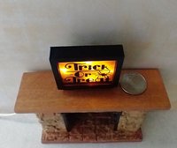1:12 dollhouse Halloween light box Battery operated light up Trick or Treat sign on external wires