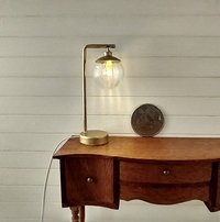 RESERVED 1:12 Dollhouse mid-century modern globe table lamp MCM inspired desk lamp Battery operated with external wires
