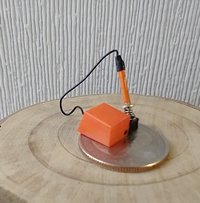 1:12 dollhouse miniature soldering iron with stand and faux digital display station (NON-working) REF Orange