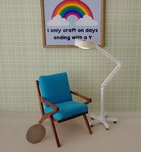 RESERVED 1:12 Dollhouse miniature battery operated floor lamp Craft room lamp with articulating arm and five-wheel base (non-rolling) No external wires