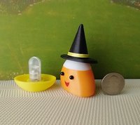 Dollhouse miniature lighted candy corn witch Battery operated Halloween decor for 1:12 or play scale REF Yellow hat trim A