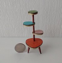 RESERVED for Sherryl.  1:12 Dollhouse mid-century style plant stand inspired by Formica 4-tier plant stand with tapered legs