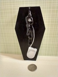 1:12 scale dollhouse miniature Halloween book shelf Black coffin display case Battery lighted Halloween display unit to showcase your mini Halloween treasures