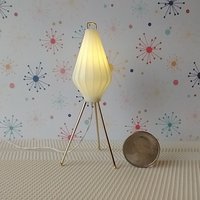 1:12 scale dollhouse mid-century modern tripod floor lamp Inspired by a vintage cocoon floor lamp Battery operated MCM lamp with external wires REF Mini tripod