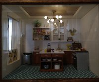 RESERVED for Sherryl.  1:12 Dollhouse mid-century inspired space age orbit chandelier Atomic age MCM 8-light ceiling light