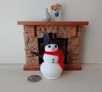 RESERVED 1:12 Dollhouse miniature light up snowman with removable hat Battery operated holiday decor REF Red scarf