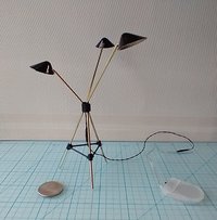 1:12 Dollhouse mid-century styled curvilinear floor lamps MCM 3-light tripod lamp Battery operated LED miniature lamp