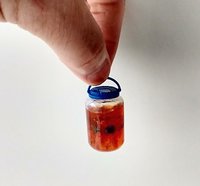 RESERVED for Tanya 1:12 Dollhouse miniature large tea jar filled with faux tea and ice cubes REF Blue lidded