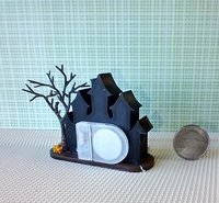 RESERVED Miniature light up halloween haunted house with leafless tree Battery operated for 1-inch scale or play scale REF 2