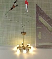 For Diana MADE TO ORDER For 12-volt wired dollhouse - 1:12 scale mid-century inspired space age orbit chandelier Atomic age MCM 8-light ceiling light