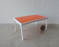 1:12 scale dollhouse patio ./ deck dining TABLE inspired by Richard Scultz's 1966 aluminum dining table REF Acrylic orange top
