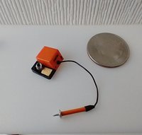 1:12 dollhouse miniature soldering iron with stand and faux digital display station (NON-working) REF Orange