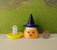 Dollhouse miniature lighted candy corn witch Battery operated Halloween decor for 1:12 or play scale REF Purple hat trim
