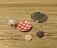 1:12 Dollhouse miniature glass of milk and cookies on ceramic plate for Santa REF Poinsettia