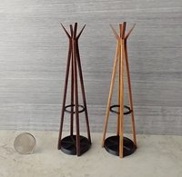 1:12 scale miniature mid-century modern walnut coat rack with umbrella stand MCM style coat rack with umbrella holder REF Walnut