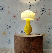 1:12 dollhouse mid-century modern style table lamp with tiered shade MCM retro style table lamp REF Yellow