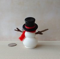RESERVED 1:12 Dollhouse miniature light up snowman with removable hat Battery operated holiday decor