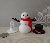 1:12 Dollhouse miniature light up snowman with removable hat Battery operated holiday decor REF Red scarf