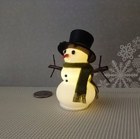 1:12 Dollhouse miniature light up snowman with removable hat Battery operated holiday decor REF Green scarf