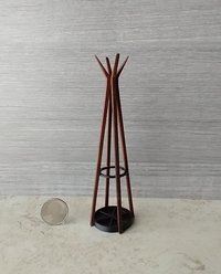 1:12 scale miniature mid-century modern walnut coat rack with umbrella stand MCM style coat rack with umbrella holder REF Walnut