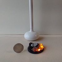 1:12 Dollhouse miniature hanging modern fireplace with battery operated flickering insert REF White