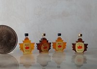 1:12 Dollhouse miniature maple syrup in maple leaf shaped bottles Dollhouse kitchen accessory Price is for ONE bottle REF Golden lid
