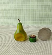 1:12 scale miniature light up gourd lantern Battery operated gourd Jack-o-lantern with magnet switch control Halloween decor REF Green gourd