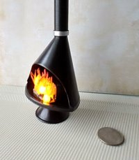 RESERVED 1:12 Dollhouse miniature Mid century modern free standing fireplace MCM Black fireplace inspired by Malm fireplace Retro fireplace REF Black