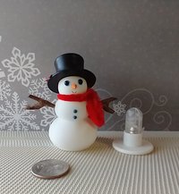 RESERVED 1:12 Dollhouse miniature light up snowman with removable hat Battery operated holiday decor