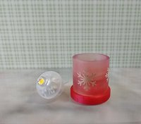1:12 Dollhouse miniature fall candle sleeve or battery lighted candle holder REF Golden and white snowflakes