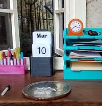 1:12 dollhouse miniature perpetual calendar Shuffle calendar in black holder box Table top calendar Desk calendar in modern settings PRICE is for EACH set