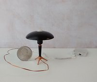 MADE TO ORDER 1:12 dollhouse mid-century space age flying saucer table lamp Battery operated MCM light on external wires