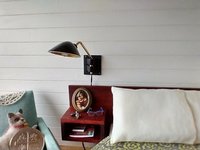 1:12 Dollhouse miniature mid-century modern swing arm wall light MCM wall mounted light with black shade Battery operated LED miniature lamp Price is for EACH unit