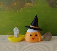 Dollhouse miniature lighted candy corn witch Battery operated Halloween decor for 1:12 or play scale REF Golden hat trim