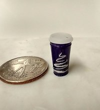 1:12 Dollhouse miniature holiday purple tumbler with removable lid REF Purple w Deer head