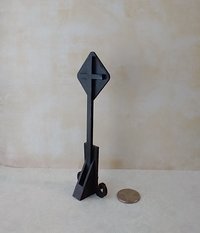 1:12 scale dollhouse Halloween decor Dead End sign on witchy boots