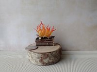 1:12 Dollhouse realistic light up firelogs with flickering flames Battery operated lit logs 1 unit