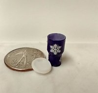 1:12 Dollhouse miniature holiday purple tumbler with removable lid REF Purple w snowflakes