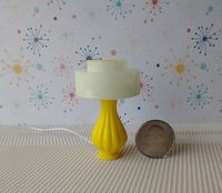 1:12 dollhouse mid-century modern style table lamp with tiered shade MCM retro style table lamp REF Yellow