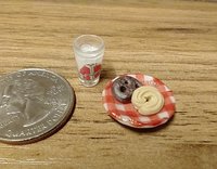 1:12 Dollhouse miniature glass of milk and cookies on ceramic plate for Santa REF Santa jacket