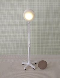 RESERVED 1:12 Dollhouse miniature battery operated floor lamp Craft room lamp with articulating arm and five-wheel base (non-rolling) No external wires