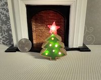 1:12 Dollhouse light up Christmas tree with star tree topper Battery operated miniature holiday LEDs decor No external wires REF