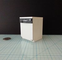 1:12 Dollhouse dishwasher with two slide out racks one flatware basket and detergent holder and hinged door REF White