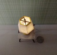 1:12 dollhouse mid-century themed table lamp with hexagonal shade Battery operated dollhouse table lamp on external wires REF Yellow vase