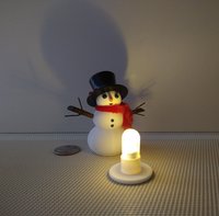 RESERVED 1:12 Dollhouse miniature light up snowman with removable hat Battery operated holiday decor REF Red scarf