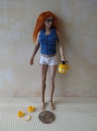 1:12 Dollhouse yellow teapot and cups set Mid-century modern themed tea set of the 70s MCM teapot set