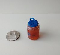RESERVED for Tanya 1:12 Dollhouse miniature large tea jar filled with faux tea and ice cubes REF Blue lidded