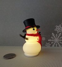 1:12 Dollhouse miniature light up snowman with removable hat Battery operated holiday decor REF Red scarf